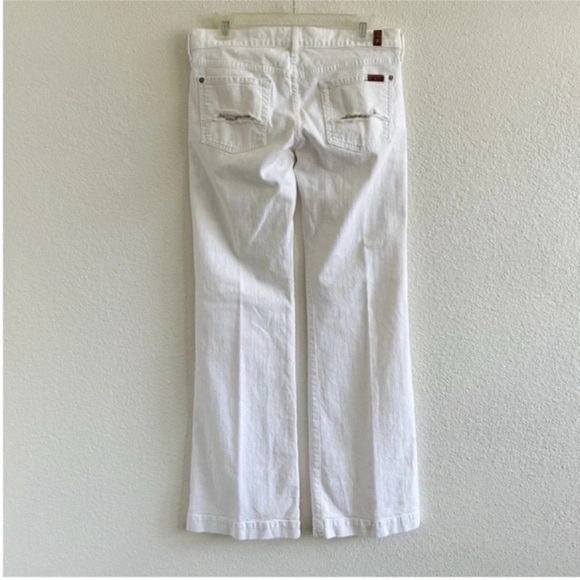 7 For All Mankind White Dojo Flare Jeans Rhinestone Pockets - Picture 3 of 9